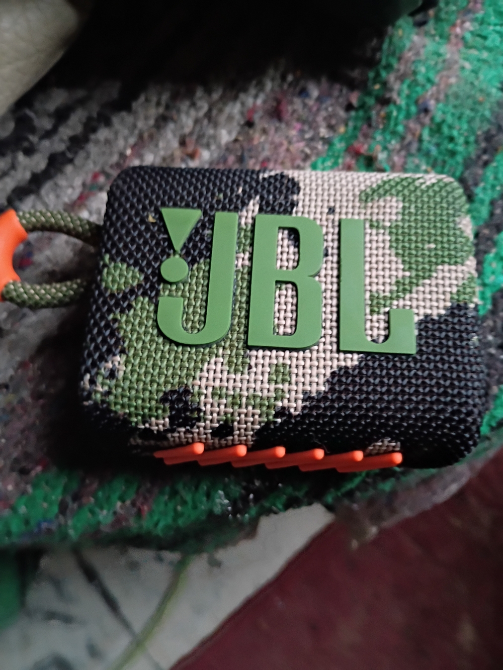 JBL Portable Speaker Green Camouflage with Orange Accents